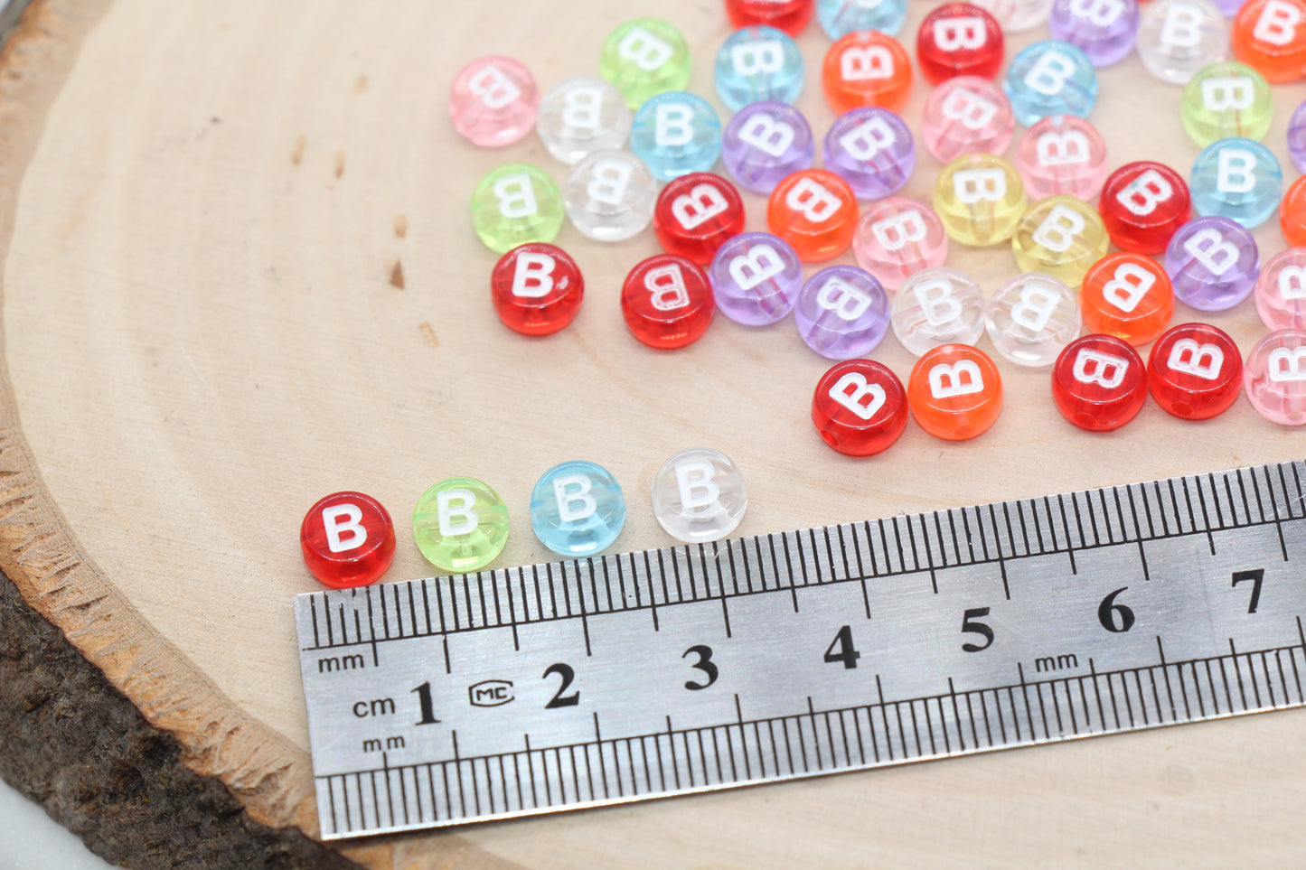 7mm Translucent Alphabet Letter Beads, Flat Round Letter Beads A-Z