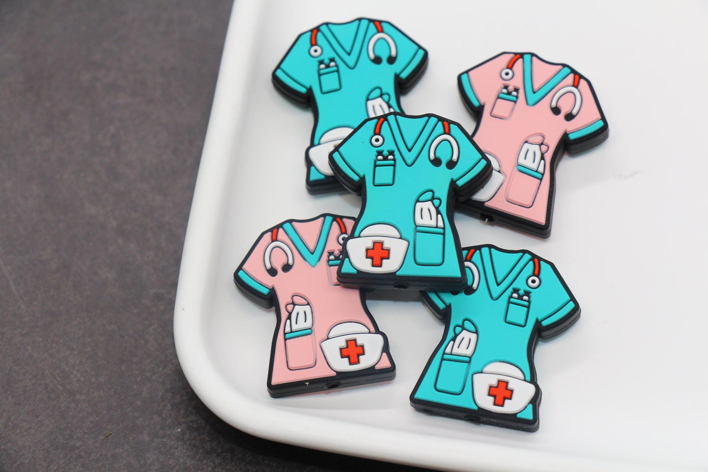 Nurse Appreciation Silicone Beads – Scrub Top with Cross