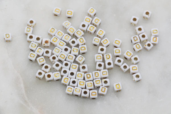 4.8mm Gold Square Letter Beads for Personalized Name Bracelets, Single Letter Beads A-Z