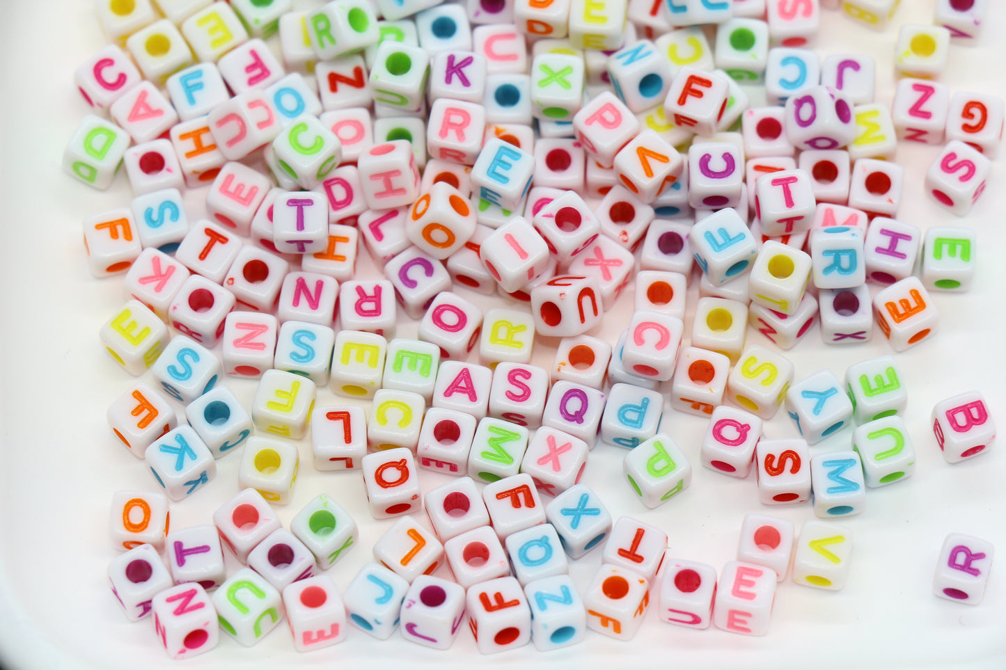Multicolored Cube Alphabet Beads