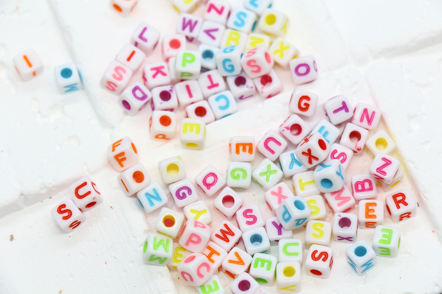 Multicolored Cube Alphabet Beads