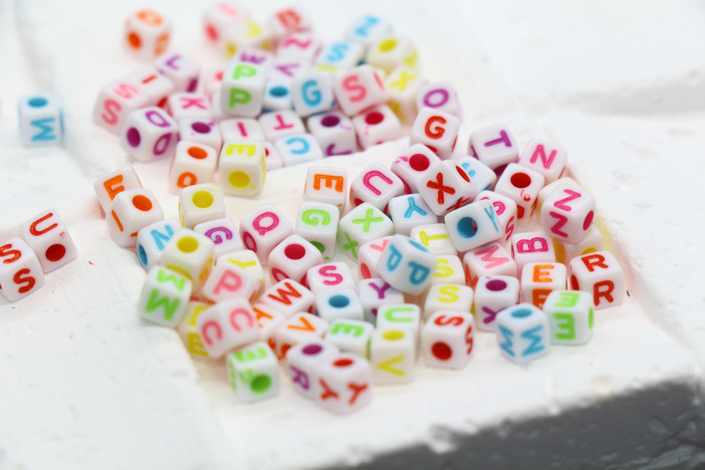 Multicolored Cube Alphabet Beads