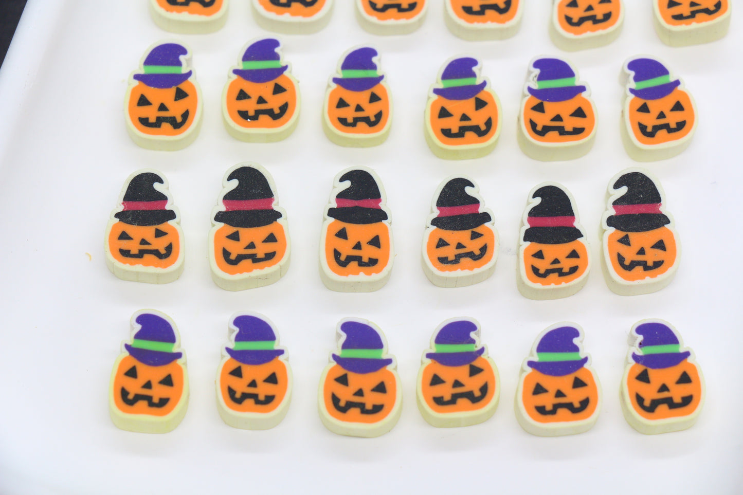 Pumpkin Beads with Witch Hat – Halloween Polymer Clay Jack-O’-Lantern Beads