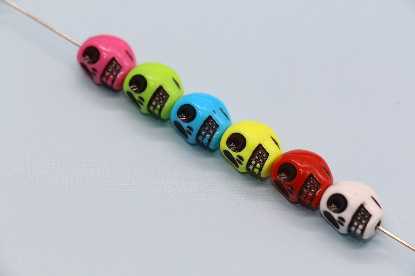 Multicolored Skull Beads, Plastic Skull Beads #1633