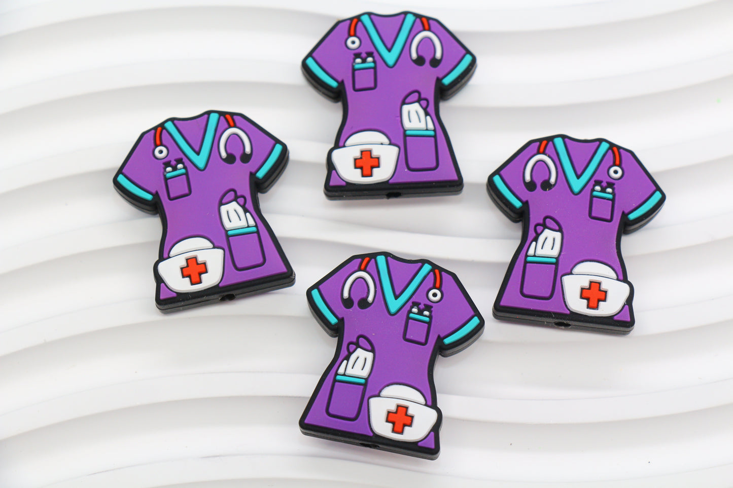 Nurse Scrub Silicone Beads with Medical Cross