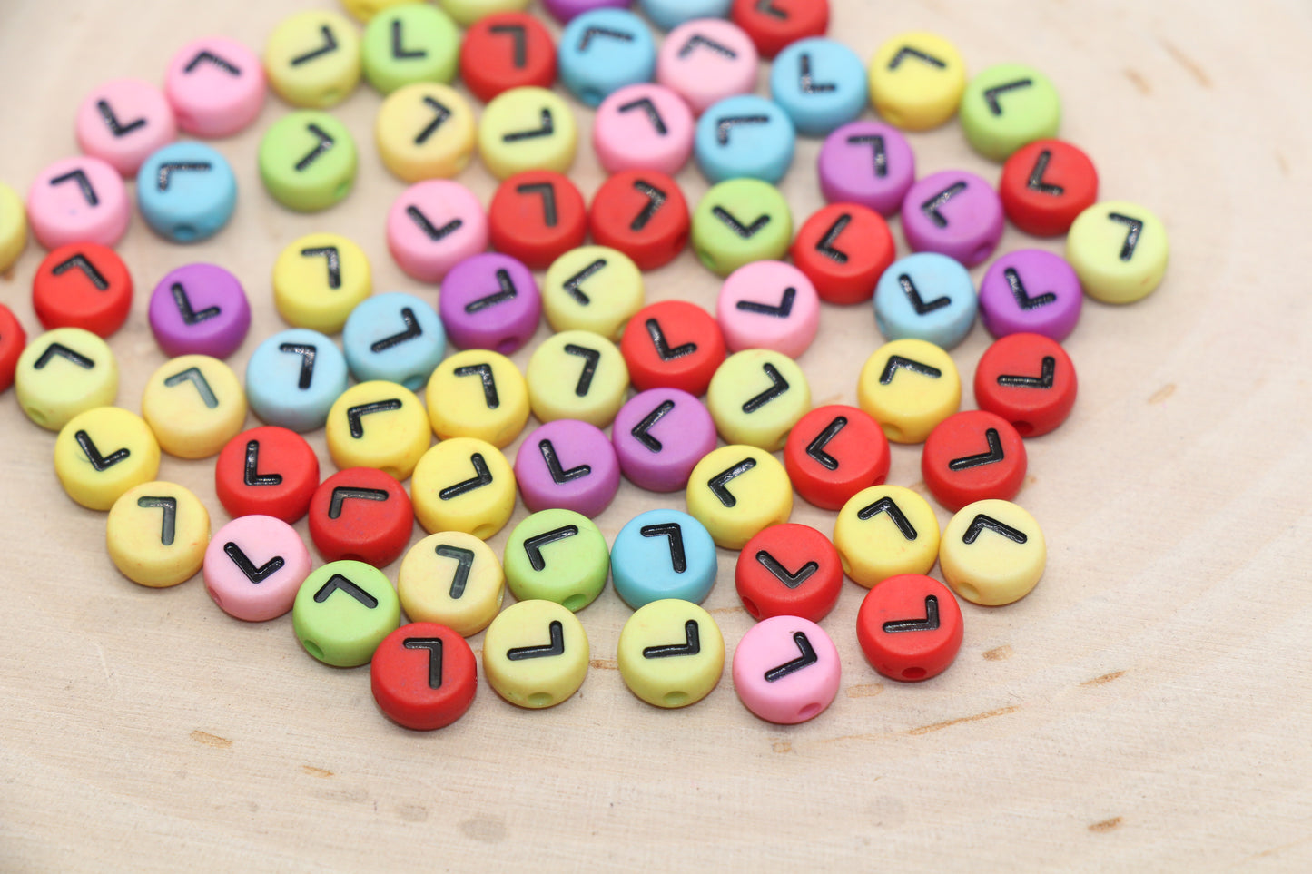 Mix Color Alphabet Letter Beads, Flat Round Letter A-Z Beads