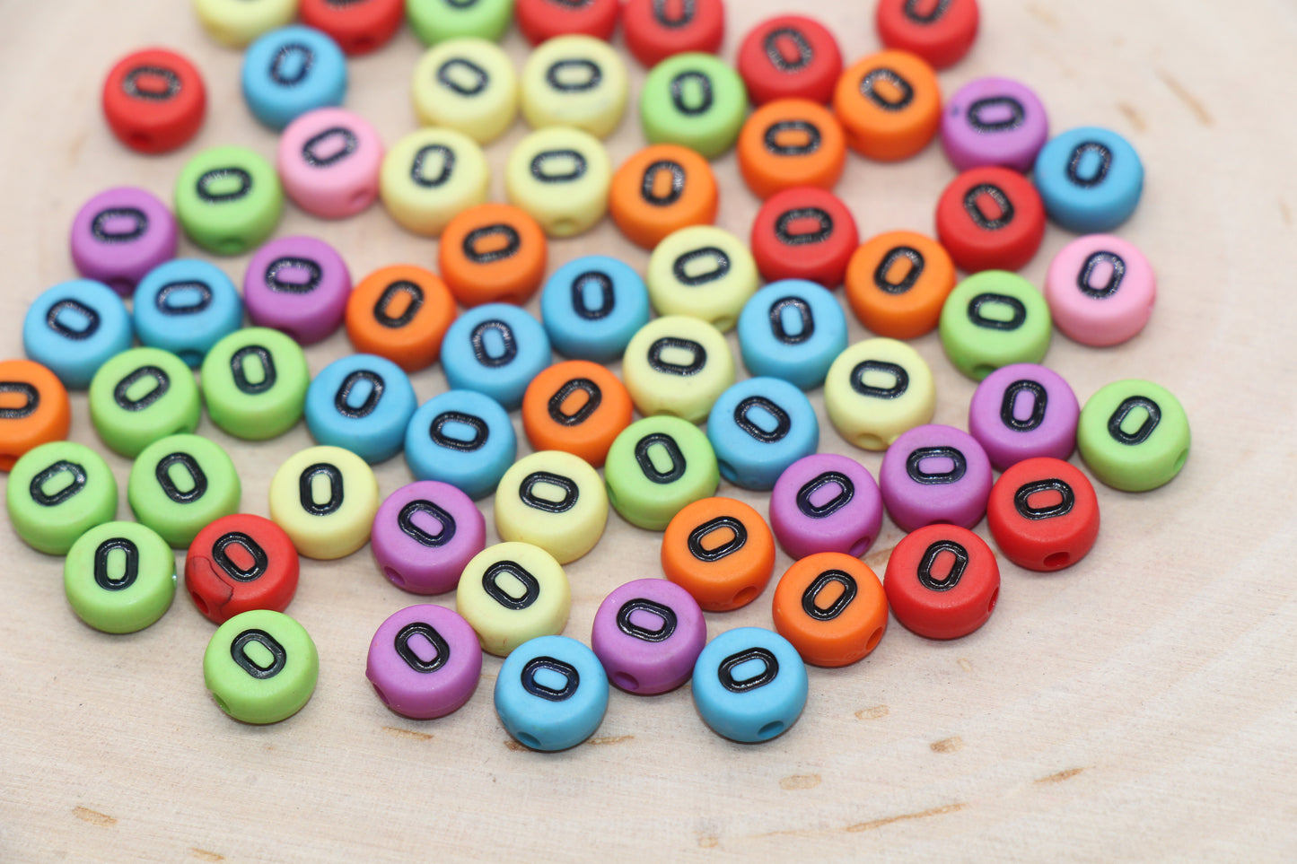 Mix Color Alphabet Letter Beads, Flat Round Letter A-Z Beads