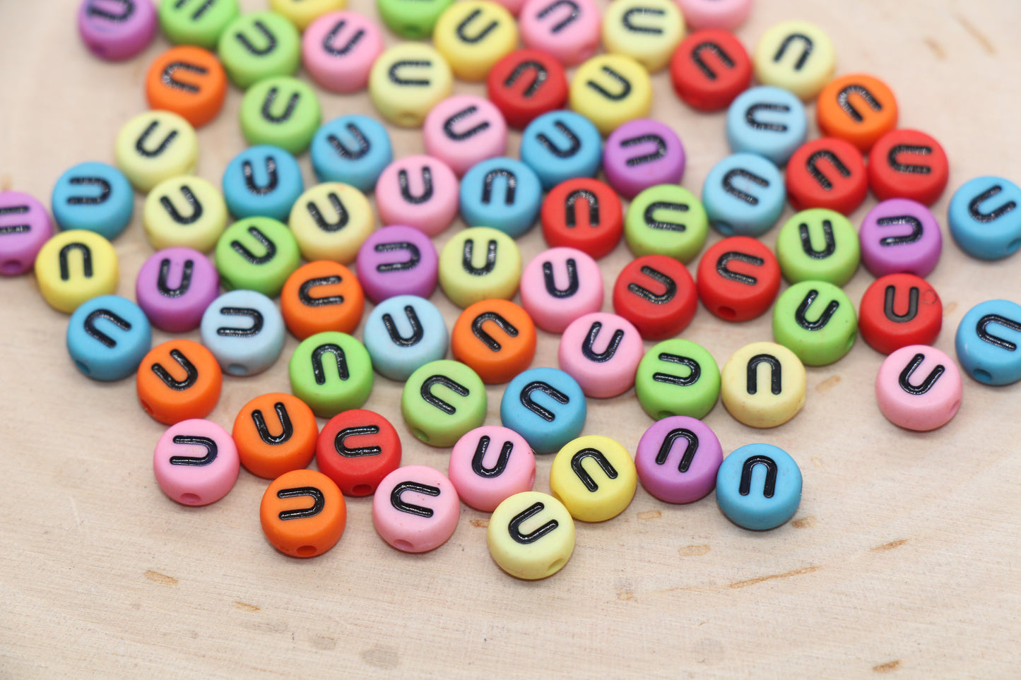 Mix Color Alphabet Letter Beads, Flat Round Letter A-Z Beads