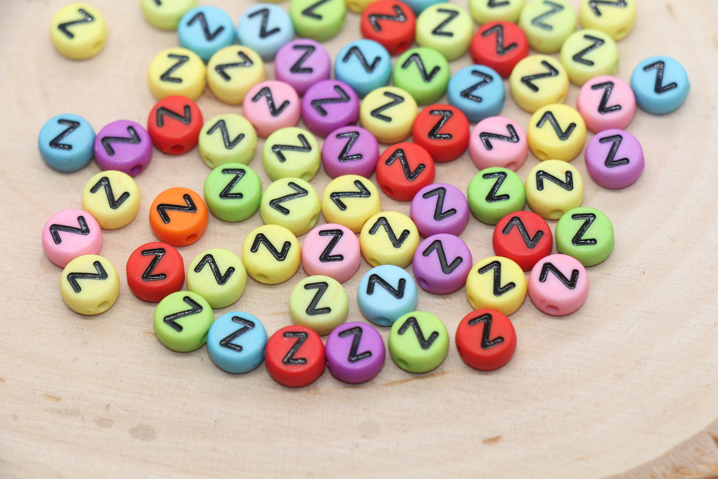 Mix Color Alphabet Letter Beads, Flat Round Letter A-Z Beads