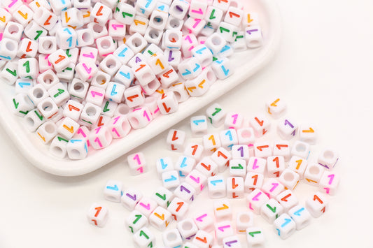 6mm Cube Number Beads, Individual Number Beads