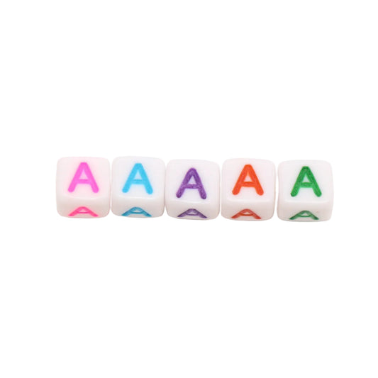 6mm Cube Letter Beads, Individual A-Z