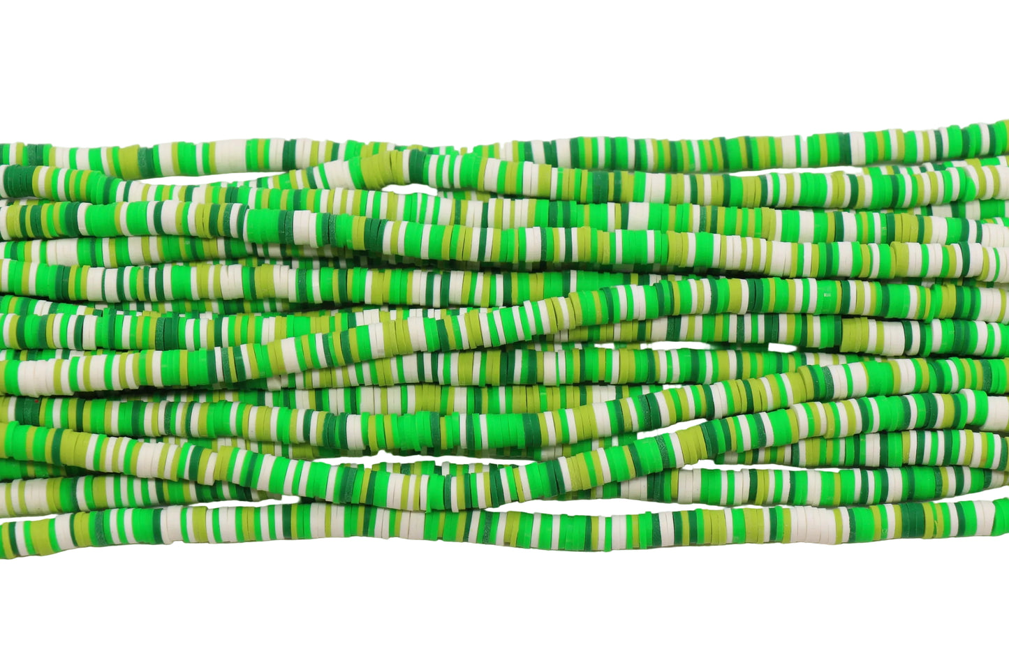 6mm green mix heishi beads for lanyards, bag charms, and bracelets