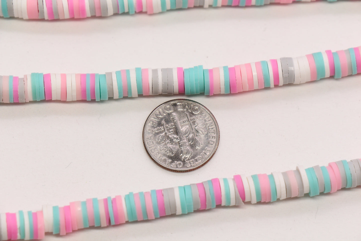 6mm pastel pink blue mix heishi beads for lanyards, bag charms, and bracelets
