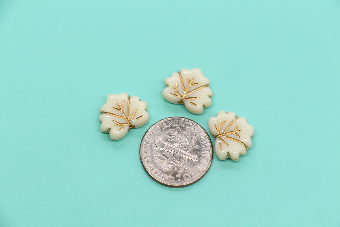 13 x 11mm Vintage Gold Acrylic Leaf Beads