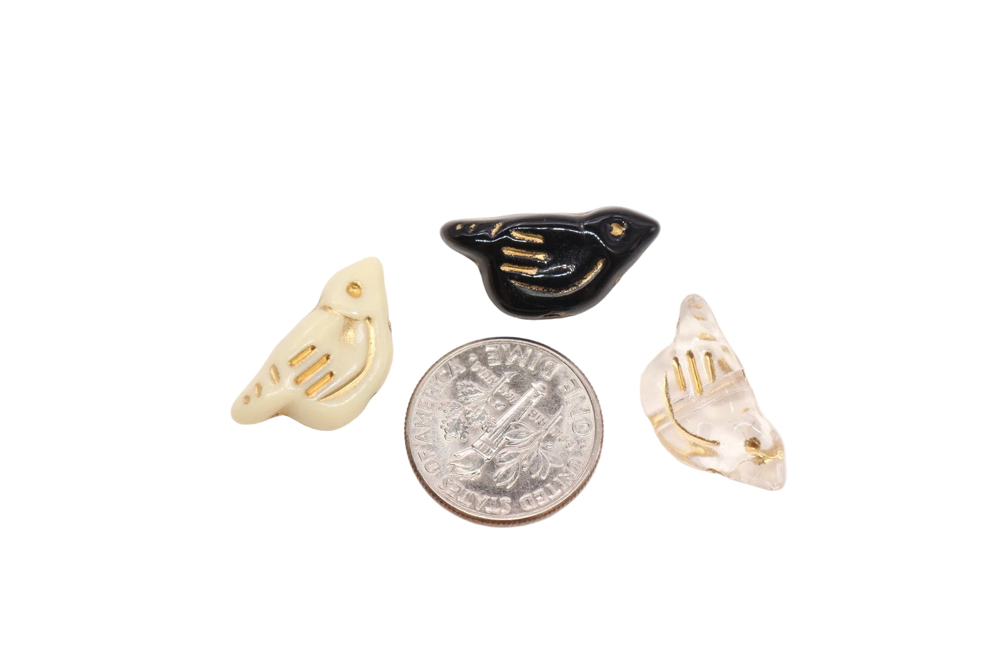 20 x 10mm Retro Acrylic Bird Spacer Beads