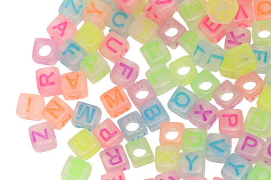 6mm Glow in the Dark Cube Letter Beads #1102