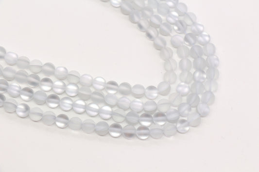 Matte Silver Gray Moonstone Glass Beads #271