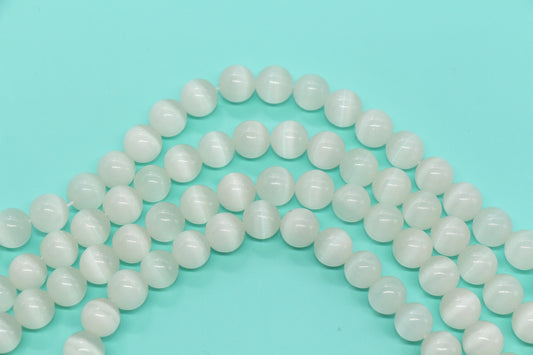 10mm Milky White Cat Eye Glass Beads #274