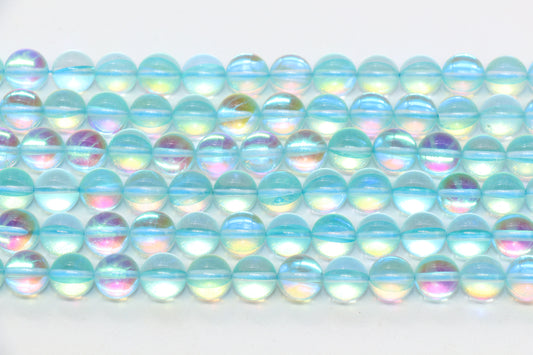 10mm Blue AB Moonstone Glass Beads #93