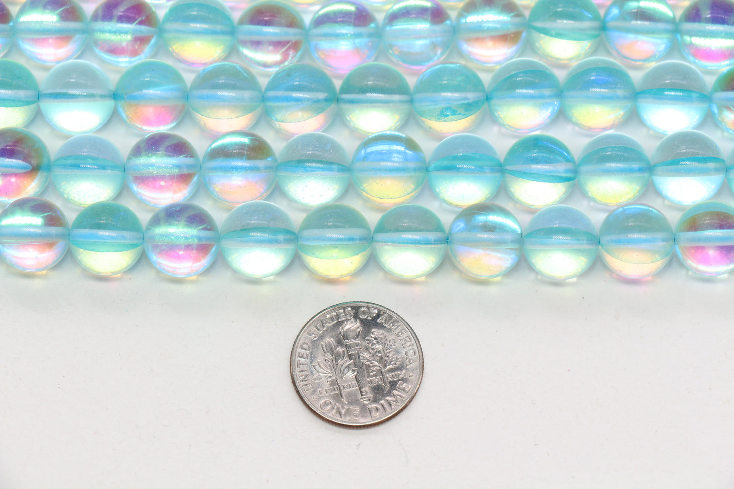 10mm Blue AB Moonstone Glass Beads #93
