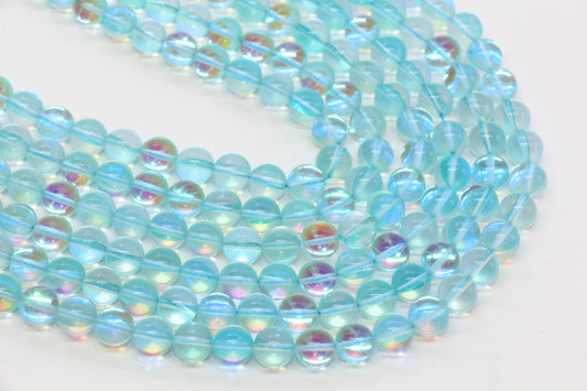 10mm Blue AB Moonstone Glass Beads #93