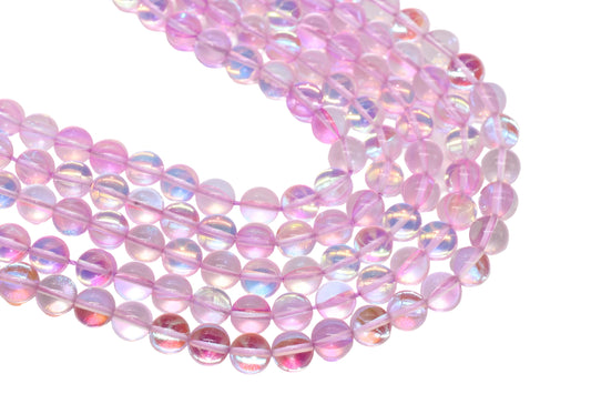 10mm Pink Moonstone Glass Beads #146