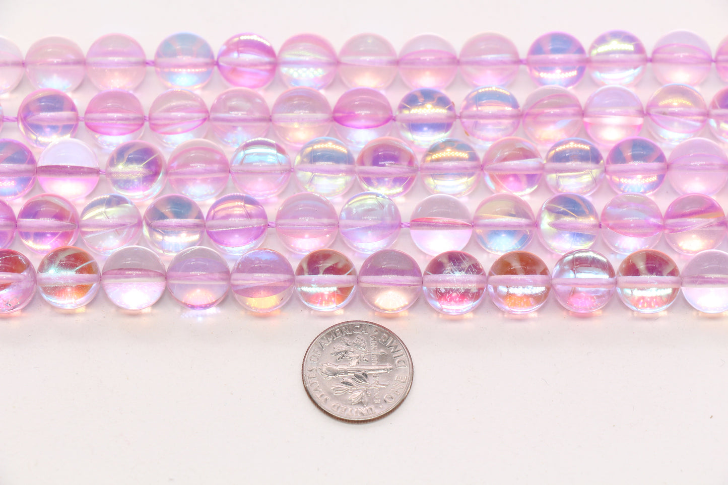 10mm Pink Moonstone Glass Beads #146