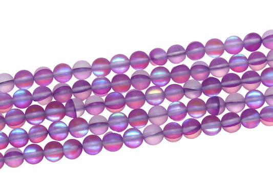 Matte Purple Moonstone Glass Beads #86