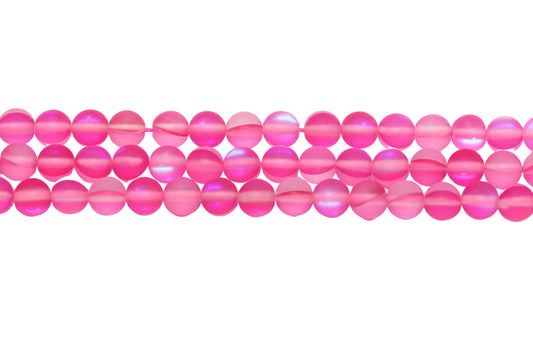 Matte Pink Moonstone Glass Beads #257
