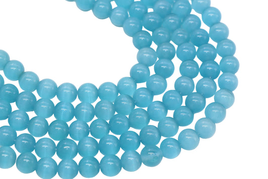 10mm Blue Cat Eye Glass Beads #275