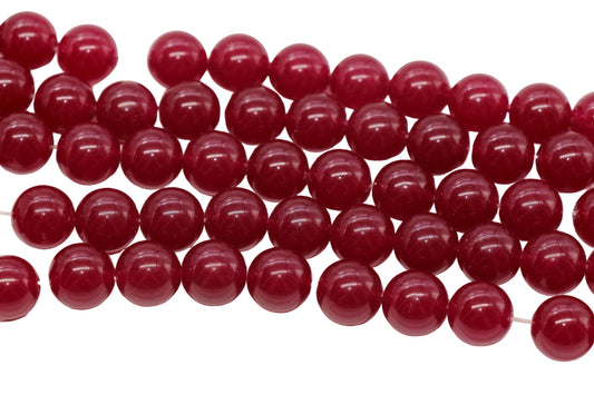 12mm Dark Berry Pink Jade Gemstone Beads #172