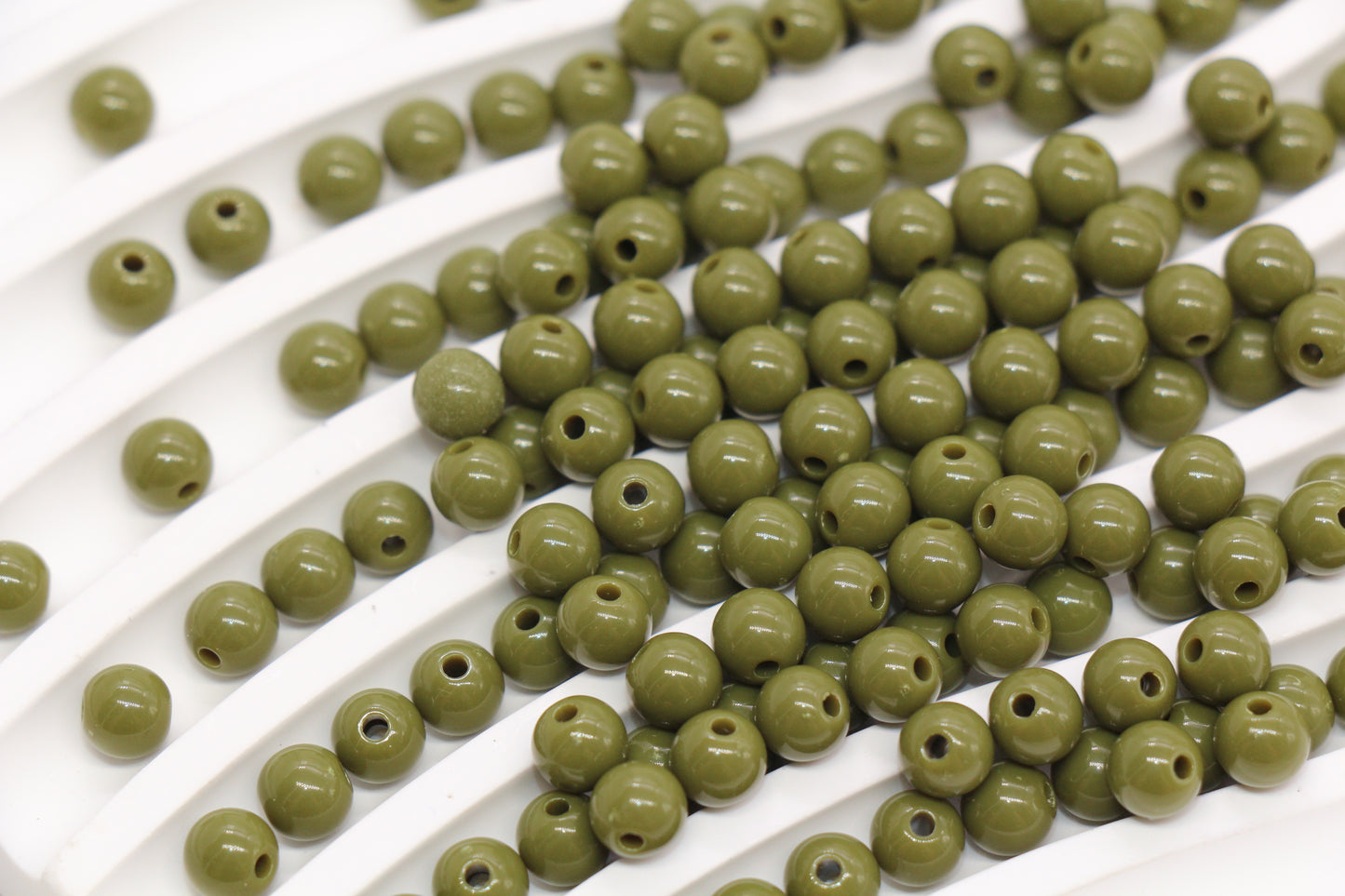 6mm Olive Green Gumball Beads #494
