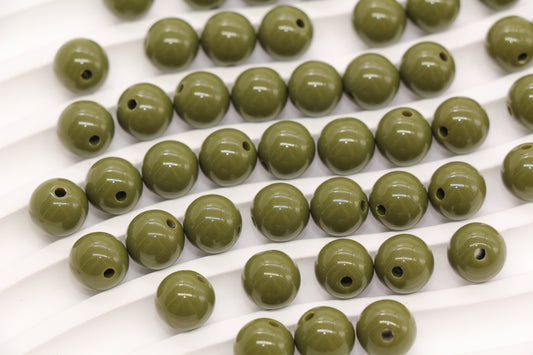 10mm Olive Green Gumball Beads #492
