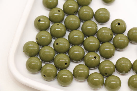 12mm Olive Green Gumball Beads #491