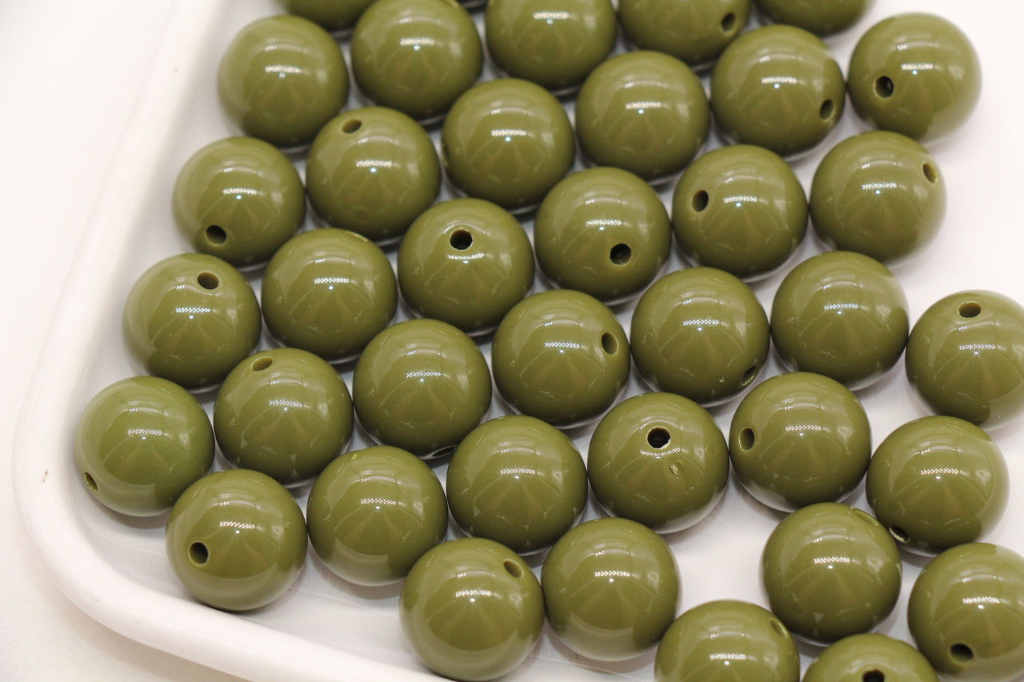 14mm Olive Green Gumball Beads #488