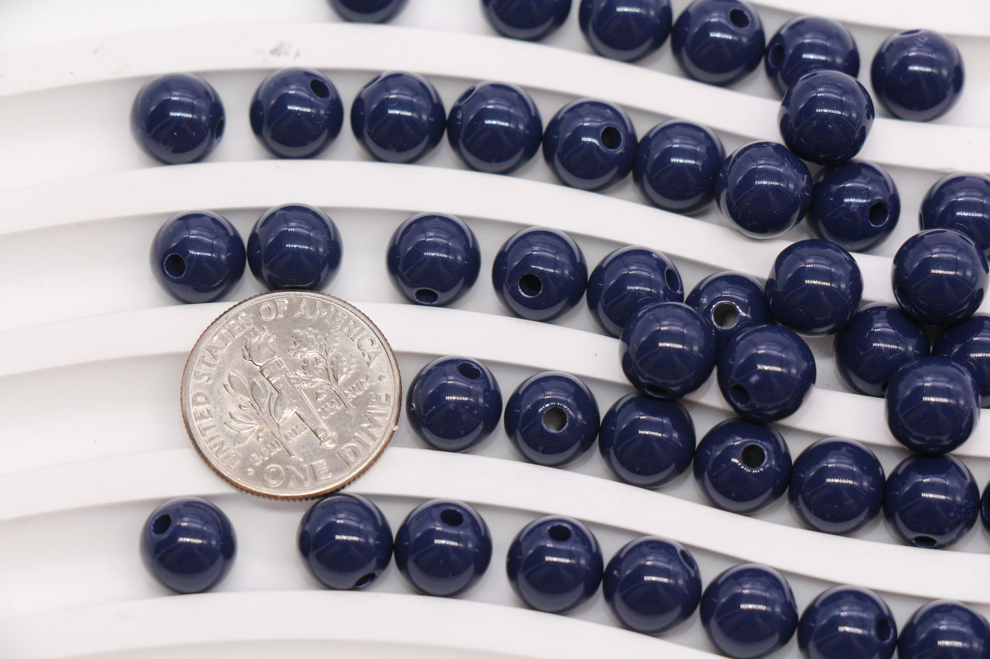8mm Navy Acrylic Gumball Beads