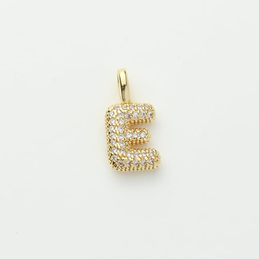 18K Gold Plated Puffy Initial Charm, Copper Letter Pendant