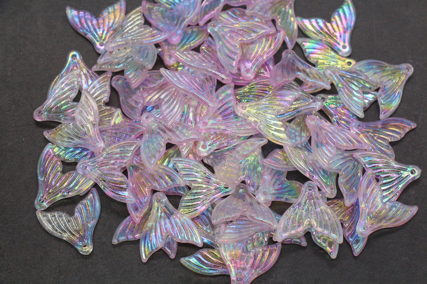 Mermaid tail acrylic bead with AB finish – ocean-inspired craft bead