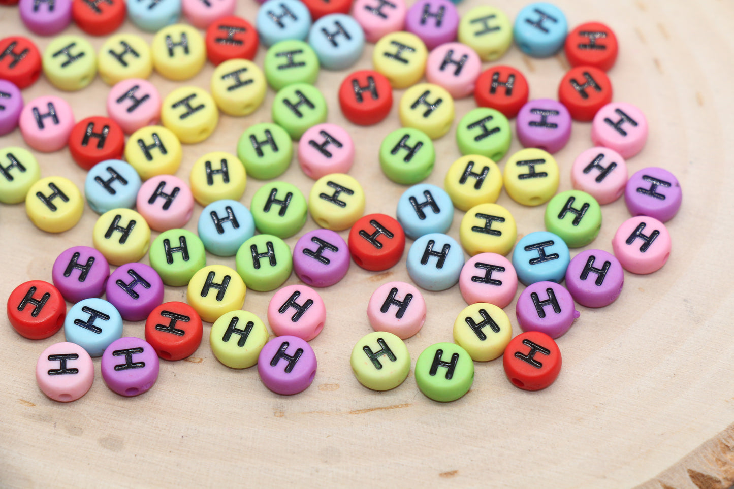 Mix Color Alphabet Letter Beads, Flat Round Letter A-Z Beads