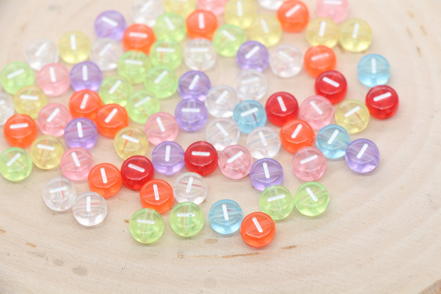 7mm Translucent Alphabet Letter Beads, Flat Round Letter Beads A-Z