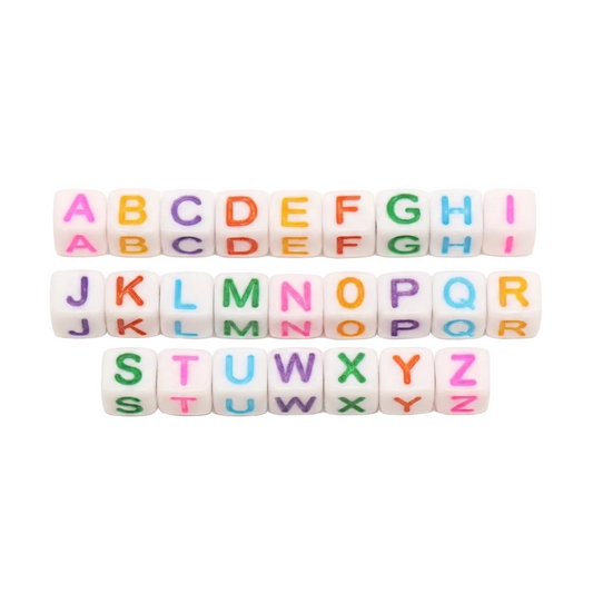 6mm Cube Letter Beads, Individual A-Z