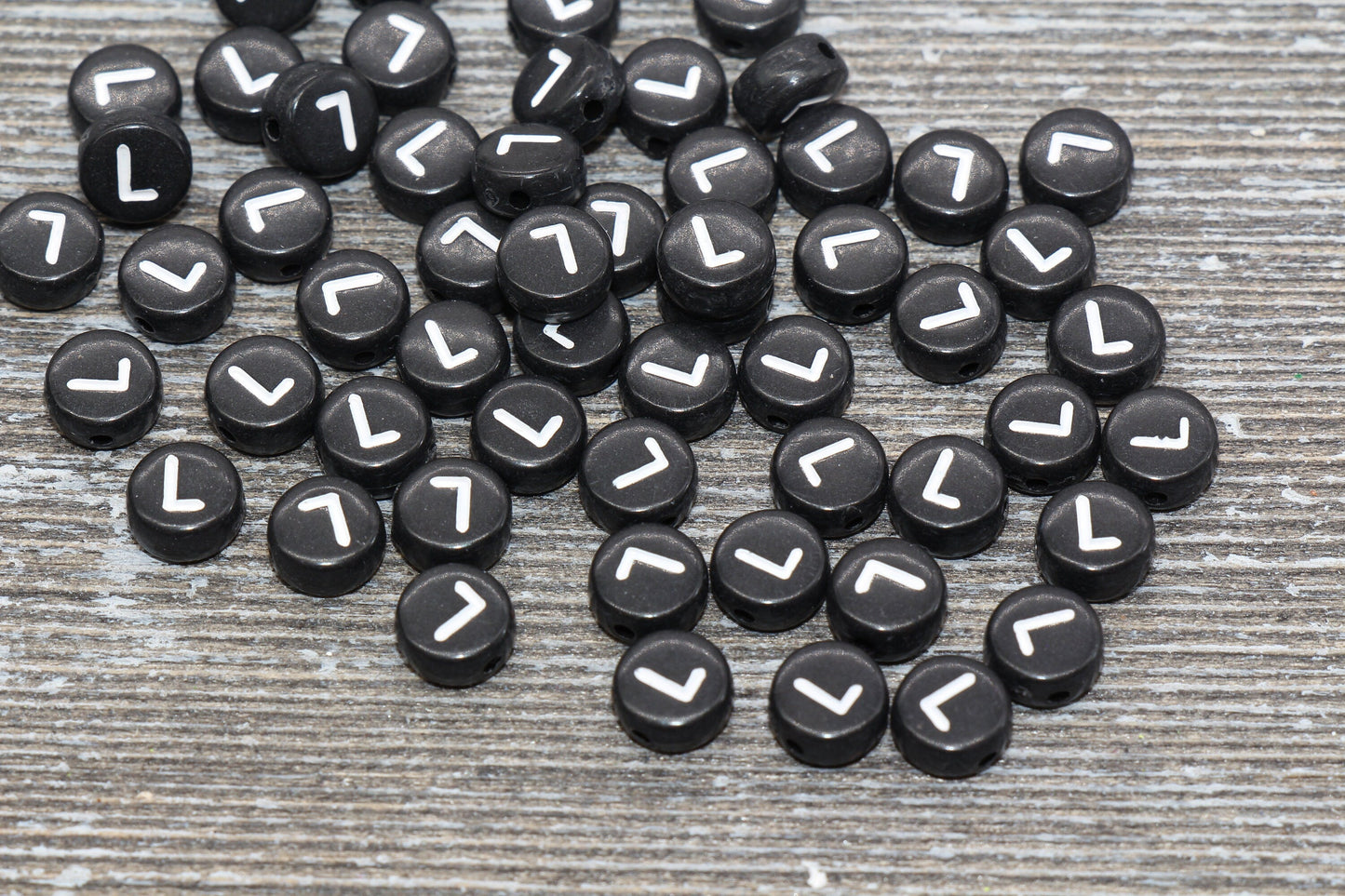 Letter L Alphabet Beads, Black Alphabet Letter Beads, Acrylic Black and White Letters Beads, Round Acrylic Beads, Name Beads, Size 7mm