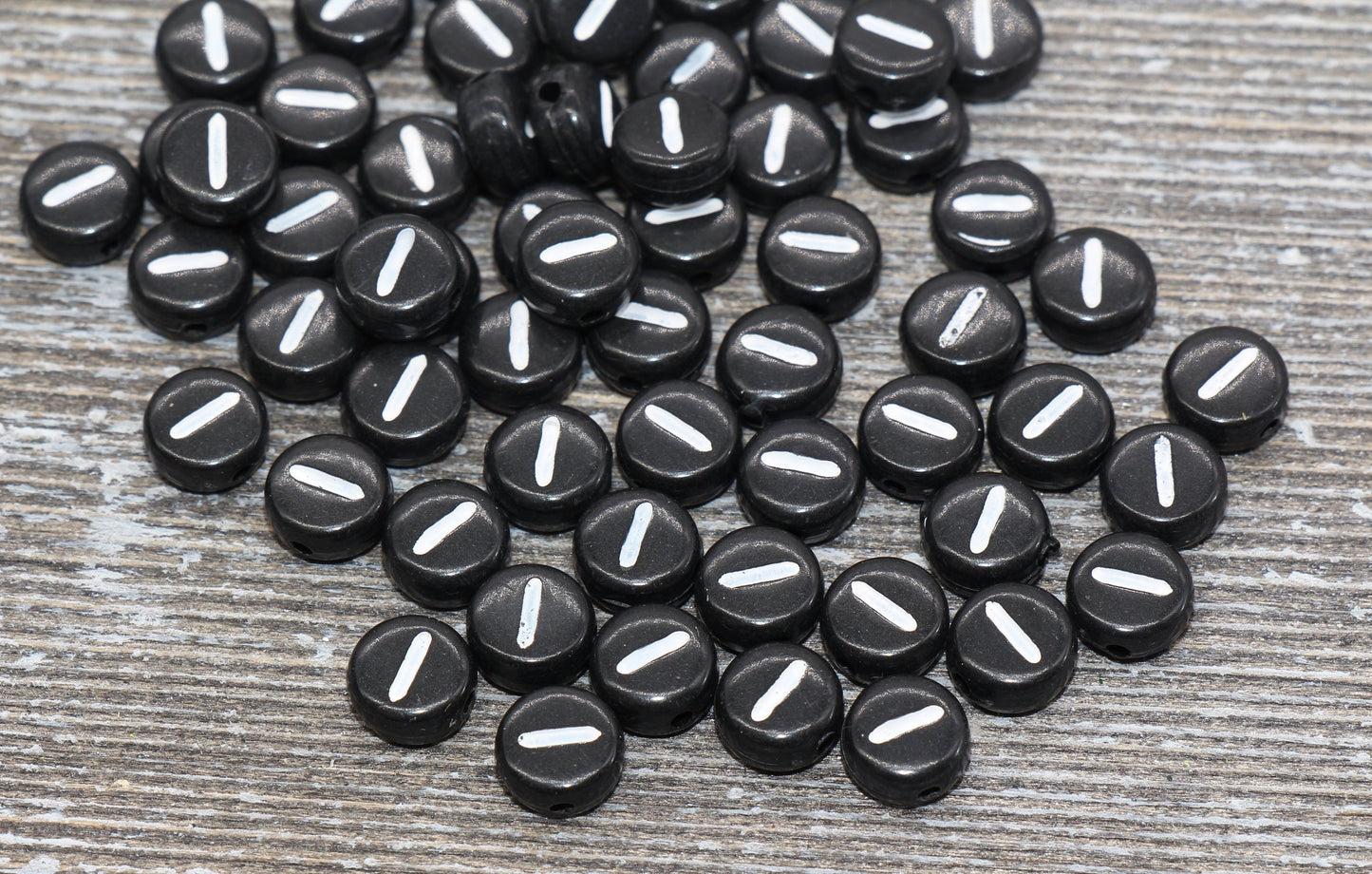 Letter I Alphabet Beads, Black Alphabet Letter Beads, Acrylic Black and White Letters Beads, Round Acrylic Beads, Name Beads, Size 7mm