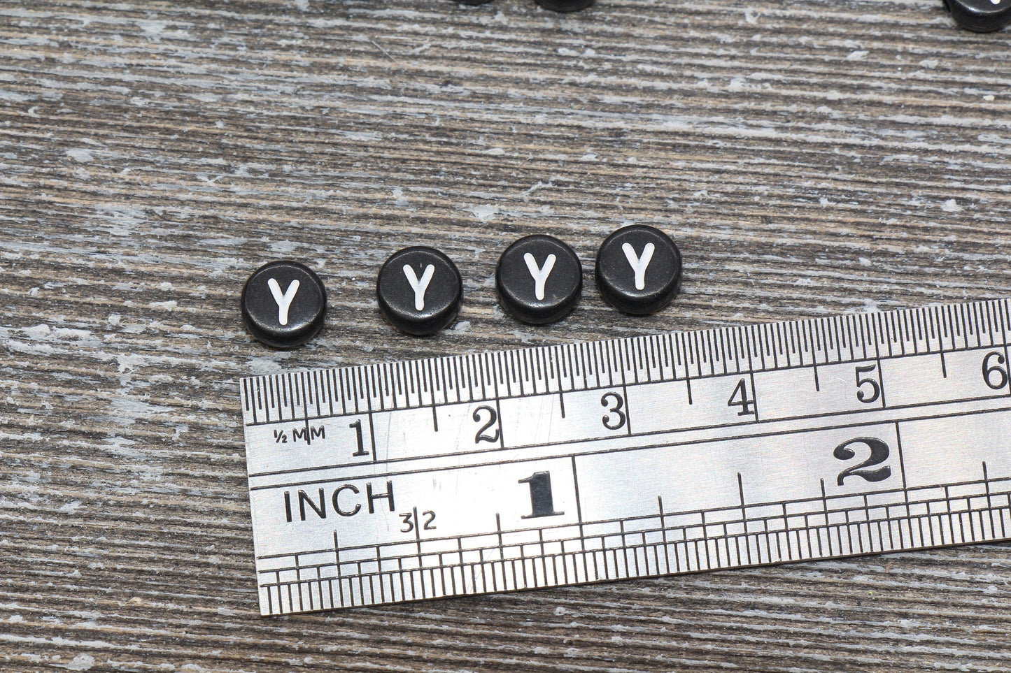 Letter Y Alphabet Beads, Black Alphabet Letter Beads, Acrylic Black and White Letters Beads, Round Acrylic Beads, Name Beads, Size 7mm