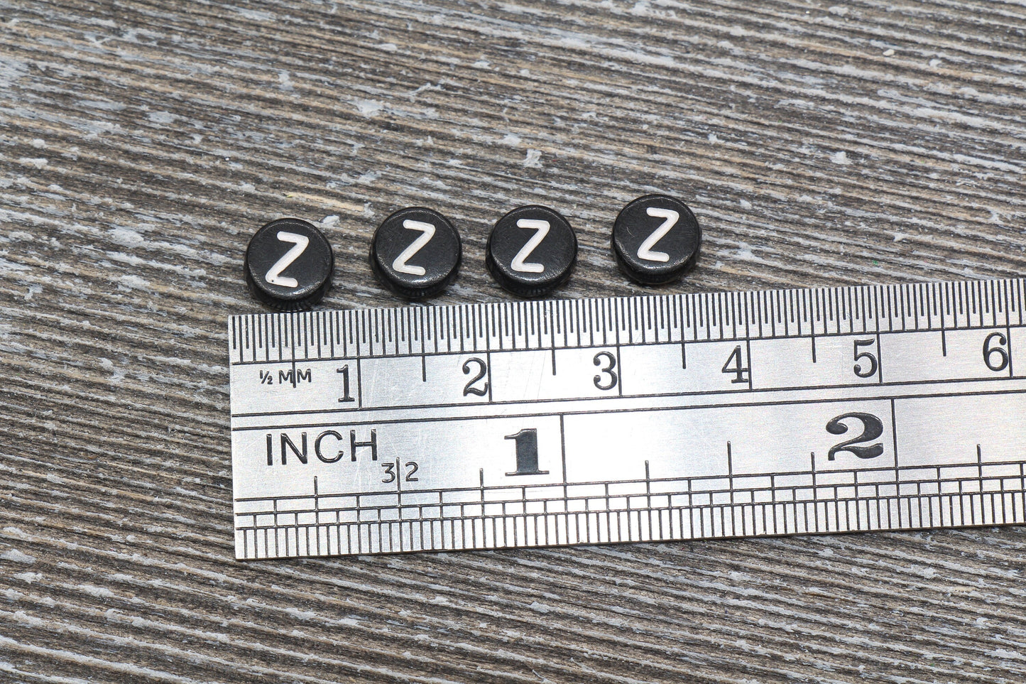 Letter Z Alphabet Beads, Black Alphabet Letter Beads, Acrylic Black and White Letters Beads, Round Acrylic Beads, Name Beads, Size 7mm