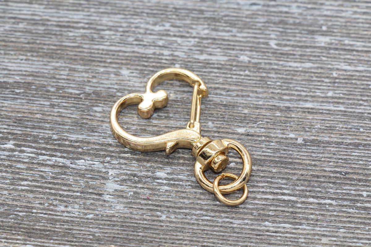 5 Heart Clasp Key Chain, Heart Swivel Clasp Key Rings, Heart Lobster Swivel Clasp, Available in Gold, Silver, Rose Gold Light Gold