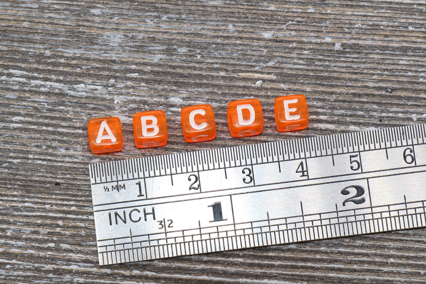 Translucent Orange Alphabet Letter Beads, Mix Acrylic Letter Beads, Plastic Letter Beads, Acrylic Square Name Beads, Size 6mm