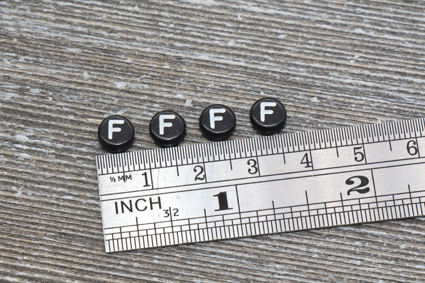 Letter F Alphabet Beads, Black Alphabet Letter Beads, Acrylic Black and White Letters Beads, Round Acrylic Beads, Name Beads, Size 7mm