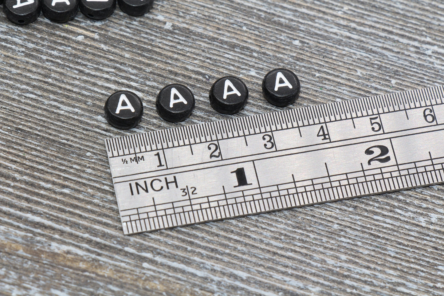 Letter A Alphabet Beads, Black Alphabet Letter Beads, Acrylic Black and White Letters Beads, Round Acrylic Beads, Name Beads, Size 7mm