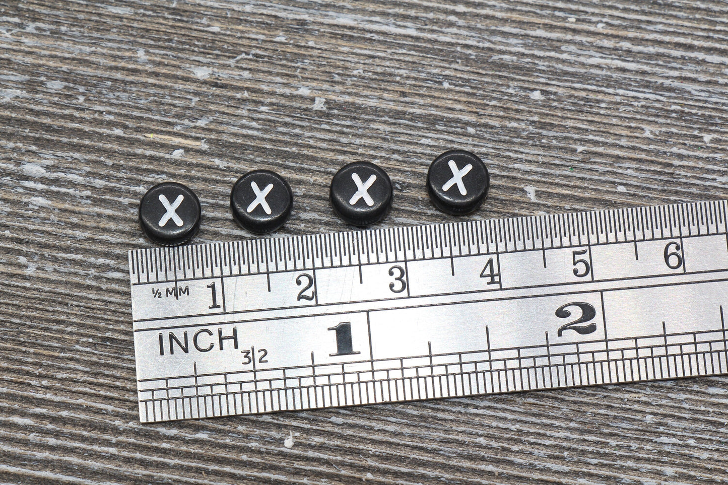 Letter X Alphabet Beads, Black Alphabet Letter Beads, Acrylic Black and White Letters Beads, Round Acrylic Beads, Name Beads, Size 7mm